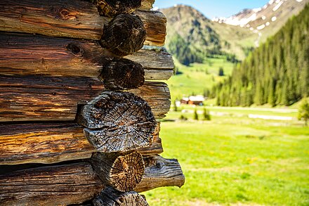 Alte Heuscheune mit Blick auf die Unterstalleralm Alte Heuscheune mit Blick auf die Unterstalleralm